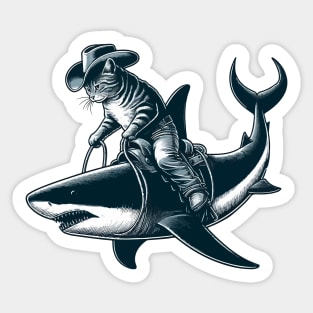 Meowdy Texas Cowboy Rodeo Cat Ride On Shark Sticker
